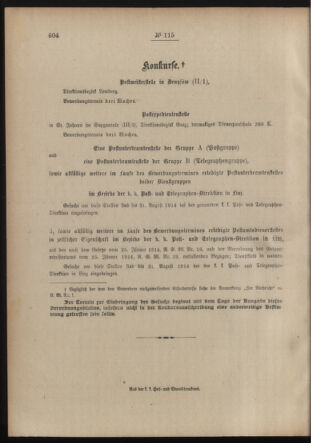 Post- und Telegraphen-Verordnungsblatt für das Verwaltungsgebiet des K.-K. Handelsministeriums 19140729 Seite: 4