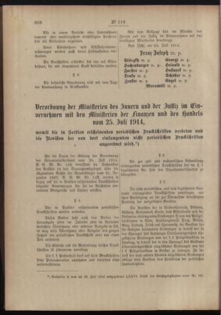 Post- und Telegraphen-Verordnungsblatt für das Verwaltungsgebiet des K.-K. Handelsministeriums 19140731 Seite: 4