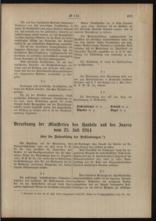 Post- und Telegraphen-Verordnungsblatt für das Verwaltungsgebiet des K.-K. Handelsministeriums 19140731 Seite: 5