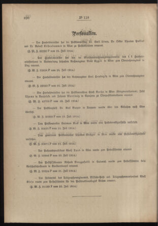 Post- und Telegraphen-Verordnungsblatt für das Verwaltungsgebiet des K.-K. Handelsministeriums 19140801 Seite: 2