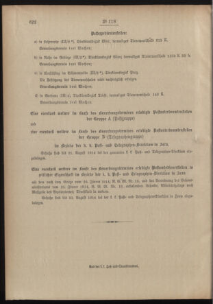 Post- und Telegraphen-Verordnungsblatt für das Verwaltungsgebiet des K.-K. Handelsministeriums 19140801 Seite: 4