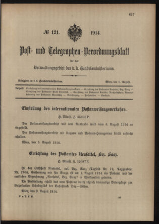 Post- und Telegraphen-Verordnungsblatt für das Verwaltungsgebiet des K.-K. Handelsministeriums