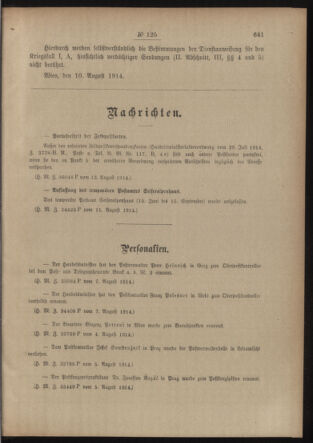 Post- und Telegraphen-Verordnungsblatt für das Verwaltungsgebiet des K.-K. Handelsministeriums 19140817 Seite: 3