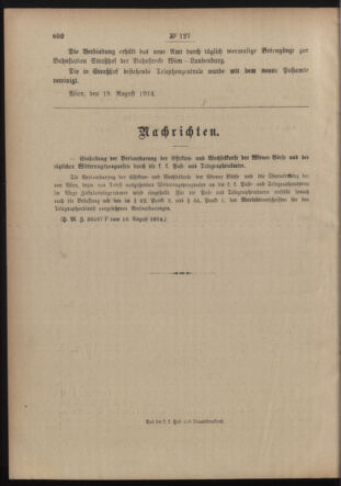 Post- und Telegraphen-Verordnungsblatt für das Verwaltungsgebiet des K.-K. Handelsministeriums 19140822 Seite: 4