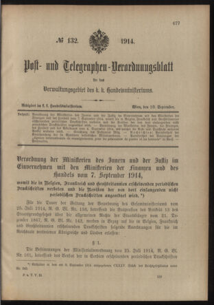 Post- und Telegraphen-Verordnungsblatt für das Verwaltungsgebiet des K.-K. Handelsministeriums