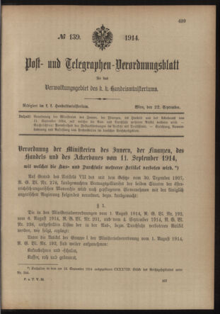 Post- und Telegraphen-Verordnungsblatt für das Verwaltungsgebiet des K.-K. Handelsministeriums