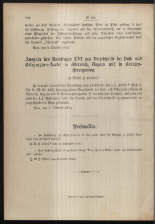 Post- und Telegraphen-Verordnungsblatt für das Verwaltungsgebiet des K.-K. Handelsministeriums 19141010 Seite: 4