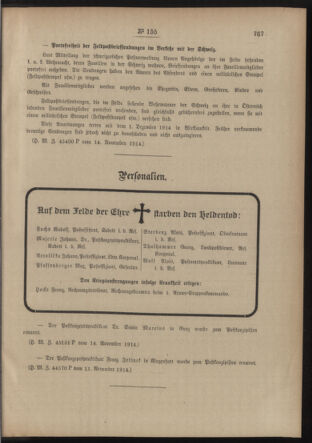 Post- und Telegraphen-Verordnungsblatt für das Verwaltungsgebiet des K.-K. Handelsministeriums 19141121 Seite: 3