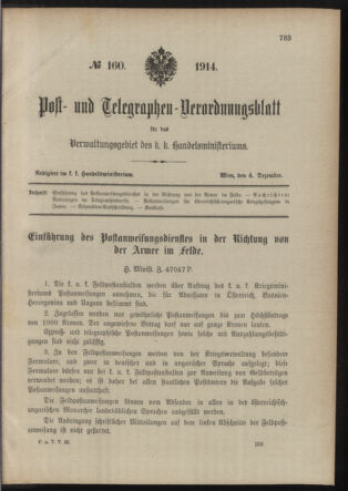 Post- und Telegraphen-Verordnungsblatt für das Verwaltungsgebiet des K.-K. Handelsministeriums