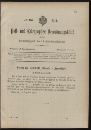 Post- und Telegraphen-Verordnungsblatt für das Verwaltungsgebiet des K.-K. Handelsministeriums