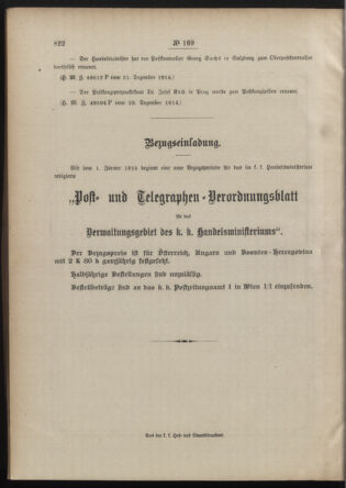 Post- und Telegraphen-Verordnungsblatt für das Verwaltungsgebiet des K.-K. Handelsministeriums 19141230 Seite: 4