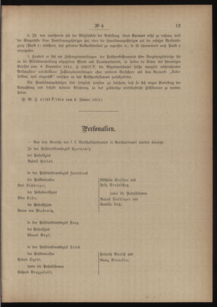 Post- und Telegraphen-Verordnungsblatt für das Verwaltungsgebiet des K.-K. Handelsministeriums 19150109 Seite: 3