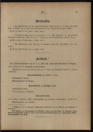 Post- und Telegraphen-Verordnungsblatt für das Verwaltungsgebiet des K.-K. Handelsministeriums 19150112 Seite: 3