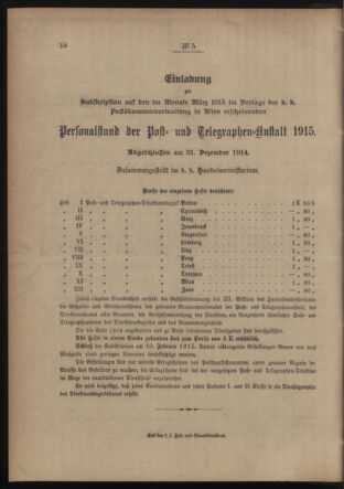 Post- und Telegraphen-Verordnungsblatt für das Verwaltungsgebiet des K.-K. Handelsministeriums 19150112 Seite: 4