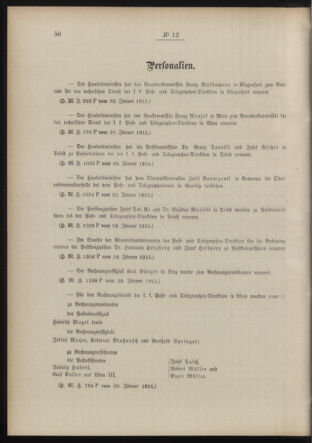 Post- und Telegraphen-Verordnungsblatt für das Verwaltungsgebiet des K.-K. Handelsministeriums 19150130 Seite: 2