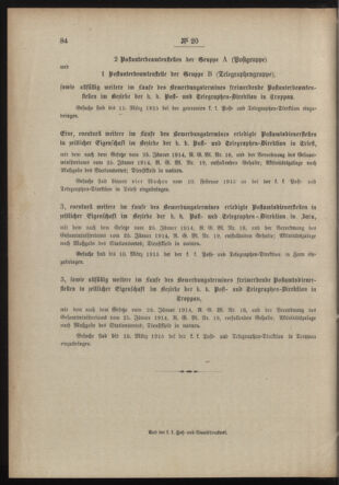 Post- und Telegraphen-Verordnungsblatt für das Verwaltungsgebiet des K.-K. Handelsministeriums 19150212 Seite: 4