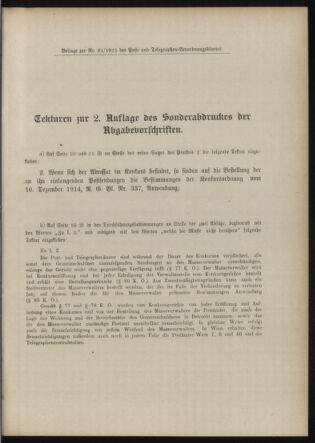 Post- und Telegraphen-Verordnungsblatt für das Verwaltungsgebiet des K.-K. Handelsministeriums 19150219 Seite: 5