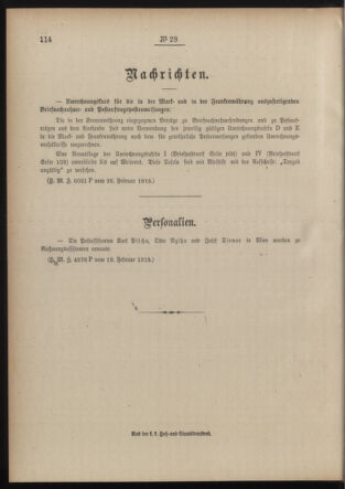 Post- und Telegraphen-Verordnungsblatt für das Verwaltungsgebiet des K.-K. Handelsministeriums 19150301 Seite: 2