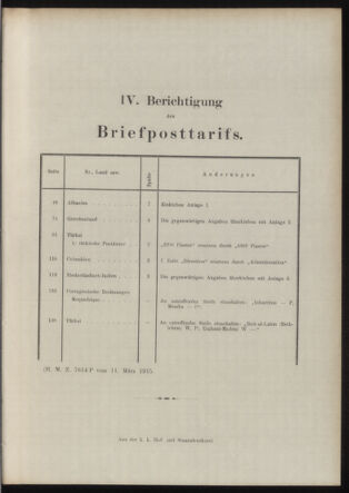 Post- und Telegraphen-Verordnungsblatt für das Verwaltungsgebiet des K.-K. Handelsministeriums 19150323 Seite: 5