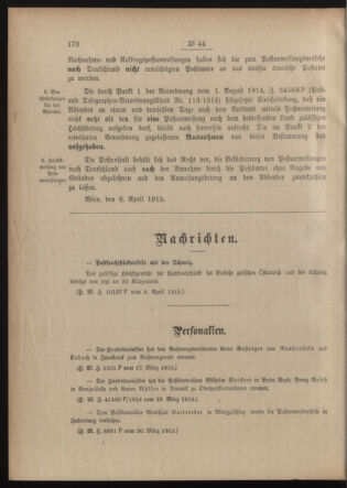 Post- und Telegraphen-Verordnungsblatt für das Verwaltungsgebiet des K.-K. Handelsministeriums 19150406 Seite: 2