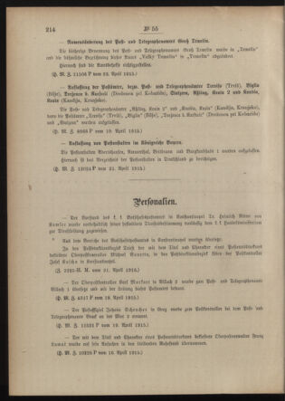 Post- und Telegraphen-Verordnungsblatt für das Verwaltungsgebiet des K.-K. Handelsministeriums 19150428 Seite: 2