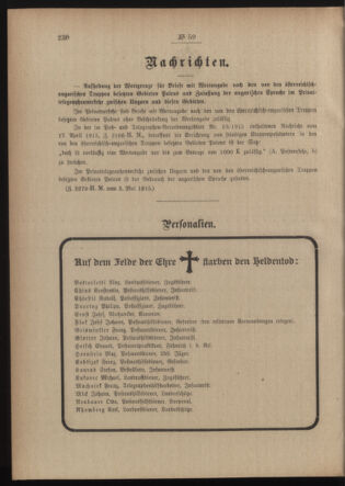 Post- und Telegraphen-Verordnungsblatt für das Verwaltungsgebiet des K.-K. Handelsministeriums 19150507 Seite: 2