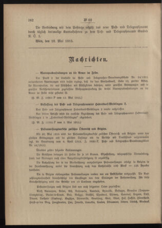 Post- und Telegraphen-Verordnungsblatt für das Verwaltungsgebiet des K.-K. Handelsministeriums 19150517 Seite: 2