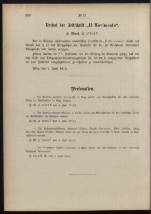 Post- und Telegraphen-Verordnungsblatt für das Verwaltungsgebiet des K.-K. Handelsministeriums 19150611 Seite: 2