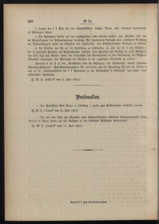 Post- und Telegraphen-Verordnungsblatt für das Verwaltungsgebiet des K.-K. Handelsministeriums 19150617 Seite: 2