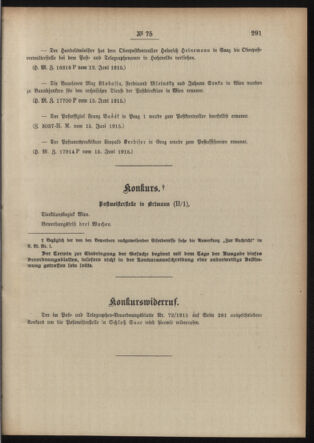 Post- und Telegraphen-Verordnungsblatt für das Verwaltungsgebiet des K.-K. Handelsministeriums 19150619 Seite: 3