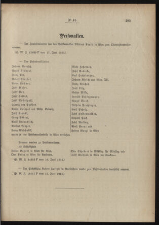 Post- und Telegraphen-Verordnungsblatt für das Verwaltungsgebiet des K.-K. Handelsministeriums 19150623 Seite: 3