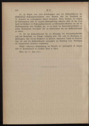 Post- und Telegraphen-Verordnungsblatt für das Verwaltungsgebiet des K.-K. Handelsministeriums 19150701 Seite: 10