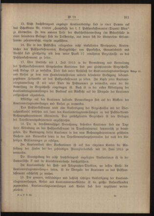 Post- und Telegraphen-Verordnungsblatt für das Verwaltungsgebiet des K.-K. Handelsministeriums 19150701 Seite: 9