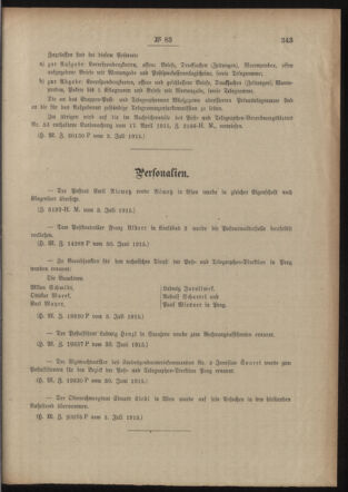 Post- und Telegraphen-Verordnungsblatt für das Verwaltungsgebiet des K.-K. Handelsministeriums 19150708 Seite: 3