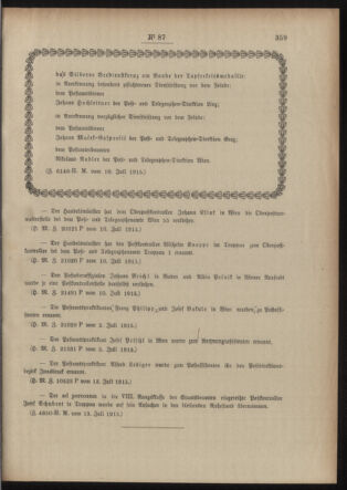 Post- und Telegraphen-Verordnungsblatt für das Verwaltungsgebiet des K.-K. Handelsministeriums 19150717 Seite: 3