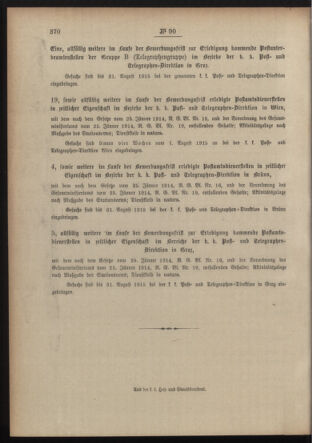 Post- und Telegraphen-Verordnungsblatt für das Verwaltungsgebiet des K.-K. Handelsministeriums 19150728 Seite: 4