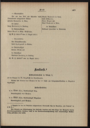 Post- und Telegraphen-Verordnungsblatt für das Verwaltungsgebiet des K.-K. Handelsministeriums 19150821 Seite: 3