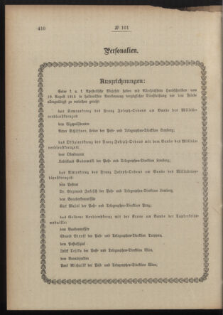 Post- und Telegraphen-Verordnungsblatt für das Verwaltungsgebiet des K.-K. Handelsministeriums 19150831 Seite: 2