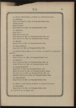 Post- und Telegraphen-Verordnungsblatt für das Verwaltungsgebiet des K.-K. Handelsministeriums 19150831 Seite: 3