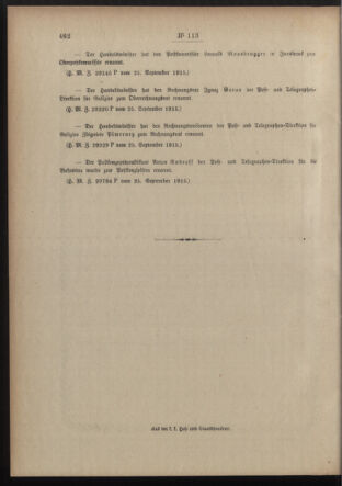 Post- und Telegraphen-Verordnungsblatt für das Verwaltungsgebiet des K.-K. Handelsministeriums 19150930 Seite: 6