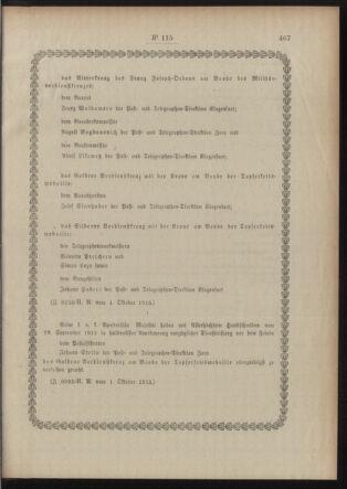 Post- und Telegraphen-Verordnungsblatt für das Verwaltungsgebiet des K.-K. Handelsministeriums 19151006 Seite: 3