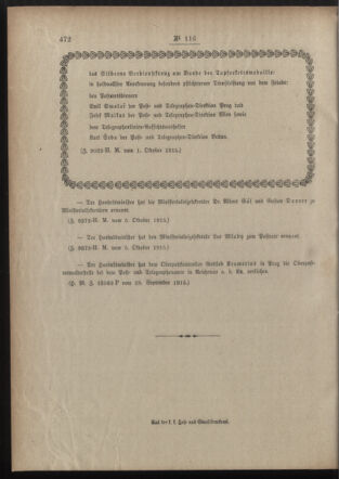 Post- und Telegraphen-Verordnungsblatt für das Verwaltungsgebiet des K.-K. Handelsministeriums 19151009 Seite: 4