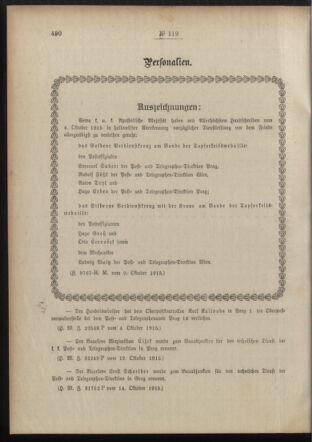 Post- und Telegraphen-Verordnungsblatt für das Verwaltungsgebiet des K.-K. Handelsministeriums 19151020 Seite: 2