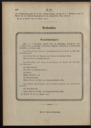 Post- und Telegraphen-Verordnungsblatt für das Verwaltungsgebiet des K.-K. Handelsministeriums 19151025 Seite: 4