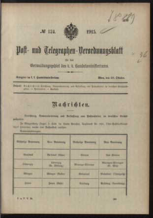 Post- und Telegraphen-Verordnungsblatt für das Verwaltungsgebiet des K.-K. Handelsministeriums