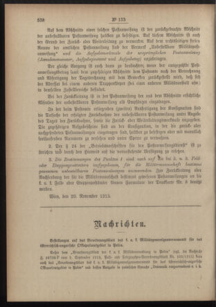 Post- und Telegraphen-Verordnungsblatt für das Verwaltungsgebiet des K.-K. Handelsministeriums 19151126 Seite: 2