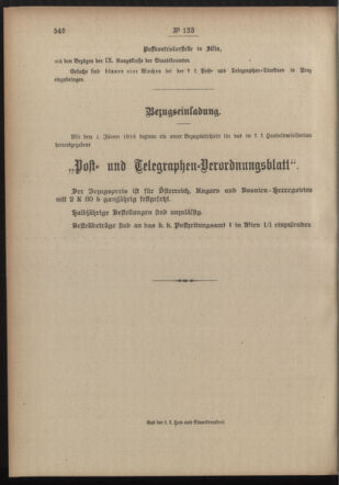 Post- und Telegraphen-Verordnungsblatt für das Verwaltungsgebiet des K.-K. Handelsministeriums 19151126 Seite: 4