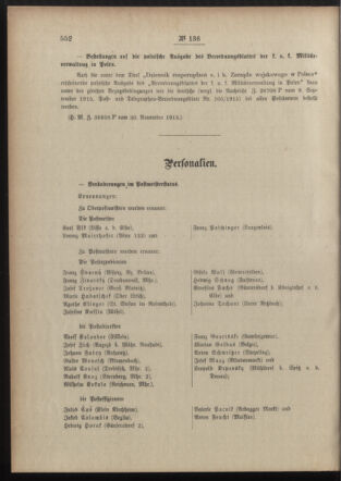 Post- und Telegraphen-Verordnungsblatt für das Verwaltungsgebiet des K.-K. Handelsministeriums 19151206 Seite: 2