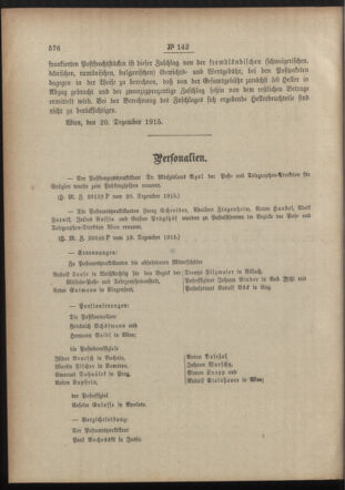 Post- und Telegraphen-Verordnungsblatt für das Verwaltungsgebiet des K.-K. Handelsministeriums 19151228 Seite: 2