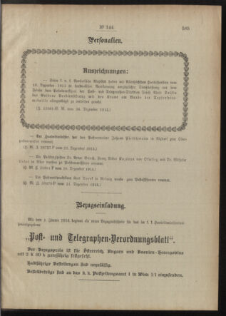 Post- und Telegraphen-Verordnungsblatt für das Verwaltungsgebiet des K.-K. Handelsministeriums 19151231 Seite: 3